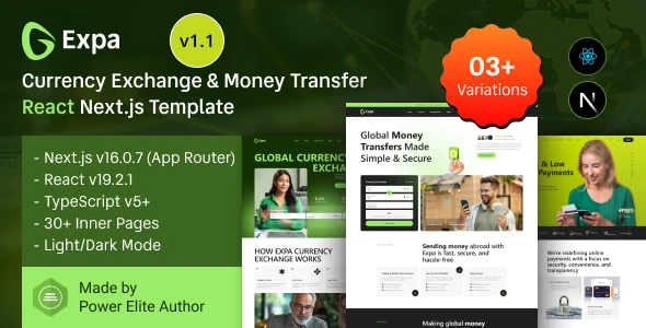 OneSmartSite | Designs » Expa – React Nextjs Currency Exchange & Money ...