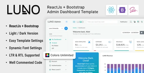 OneSmartSite | Designs » LUNO | ReactJs + Bootstrap Admin Dashboard ...