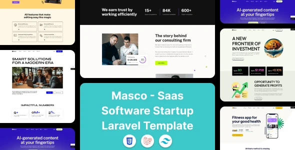OneSmartSite | Designs » Masco - Saas Software Startup Tailwind Laravel ...