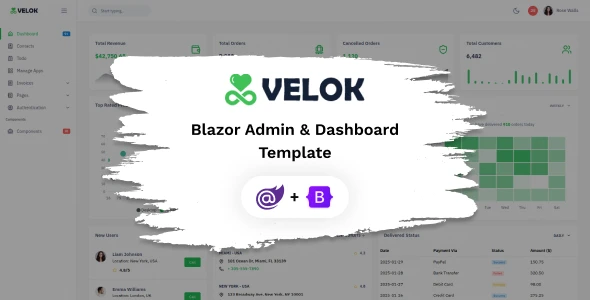 OneSmartSite | Designs » Velok - Blazor Admin Dashboard Template