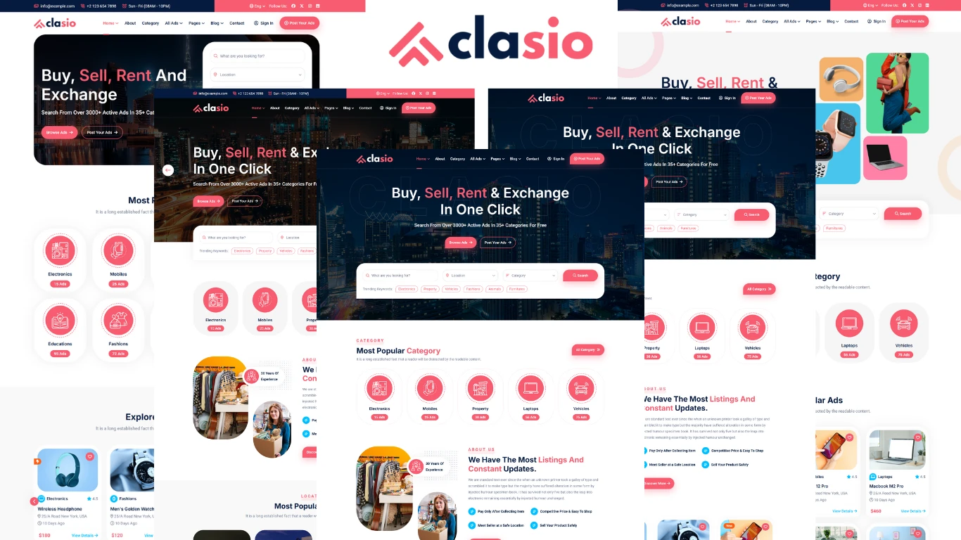 Classifies Template OneSmartSite | Designs » Clasio - Classified Ads and Listing HTML5 Template