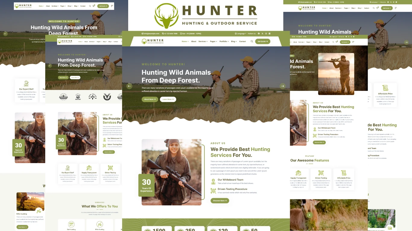 Service Hunter OneSmartSite | Designs » Hunter - Hunting And Outdoor Services HTML5 ...